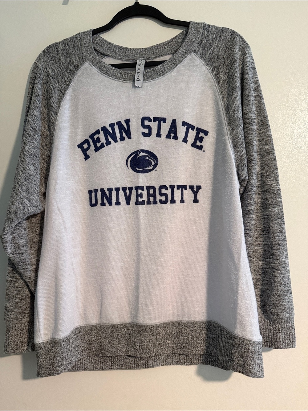 Penn State University Women's Grey & White Crew Sweatshirt